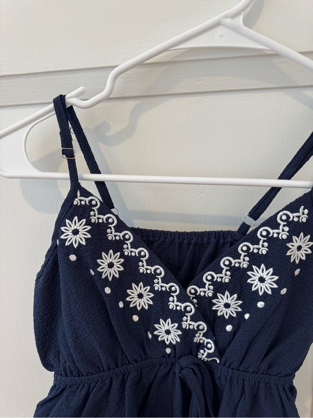 Women’s Navy Embroidered V-Neck Tank Top - Picture 5 of 5